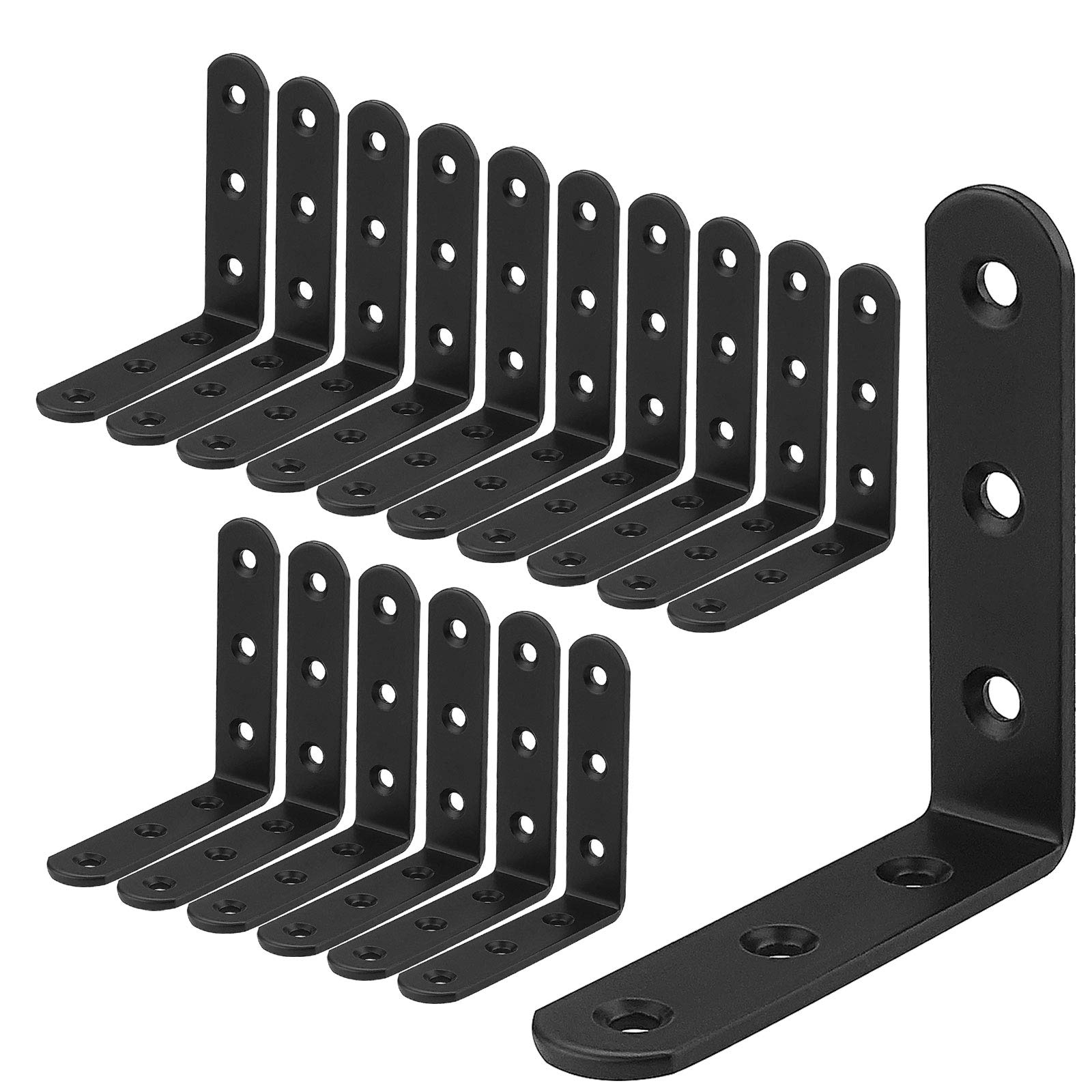 LISHINE 4x4 black cast iron L-bracket for sturdy wood joints and shelves.
