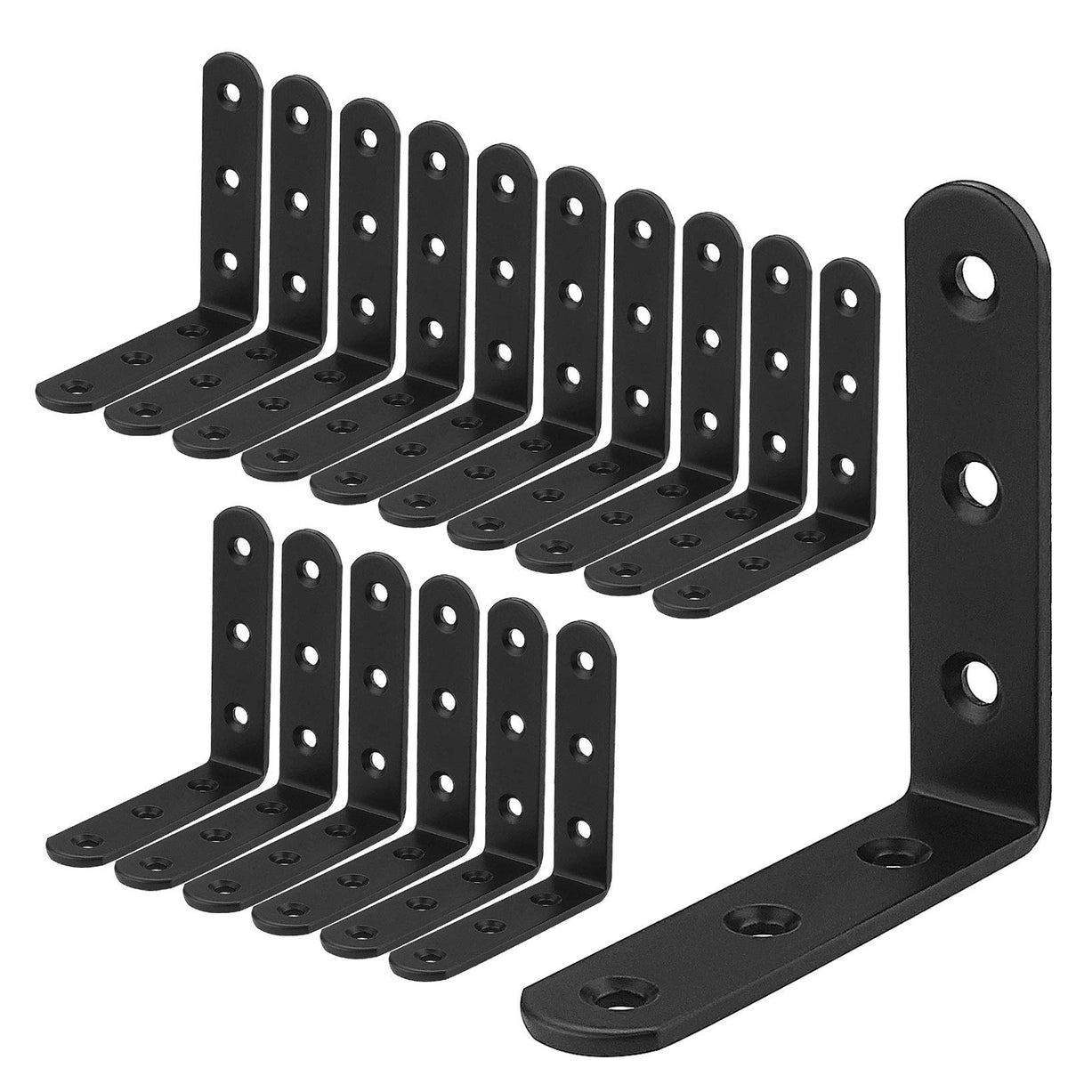 LISHINE 4x4 black cast iron L-bracket for sturdy wood joints and shelves.