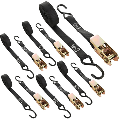 LISHINE 6-pack ratchet straps with hooks for secure motorcycle cargo transport