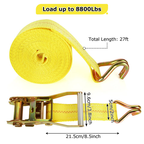 Close-up of LISHINE ratchet strap double J-hook securing cargo