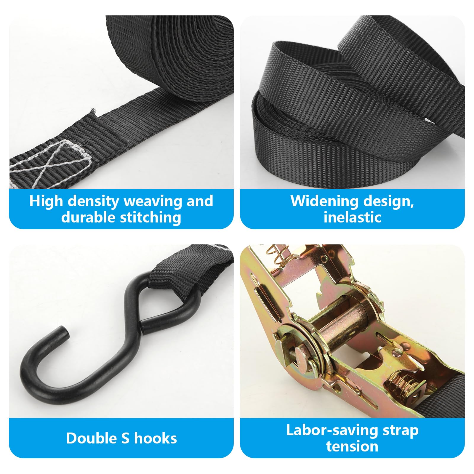 LISHINE S-hook coated cargo strap prevents surface scratches during securing