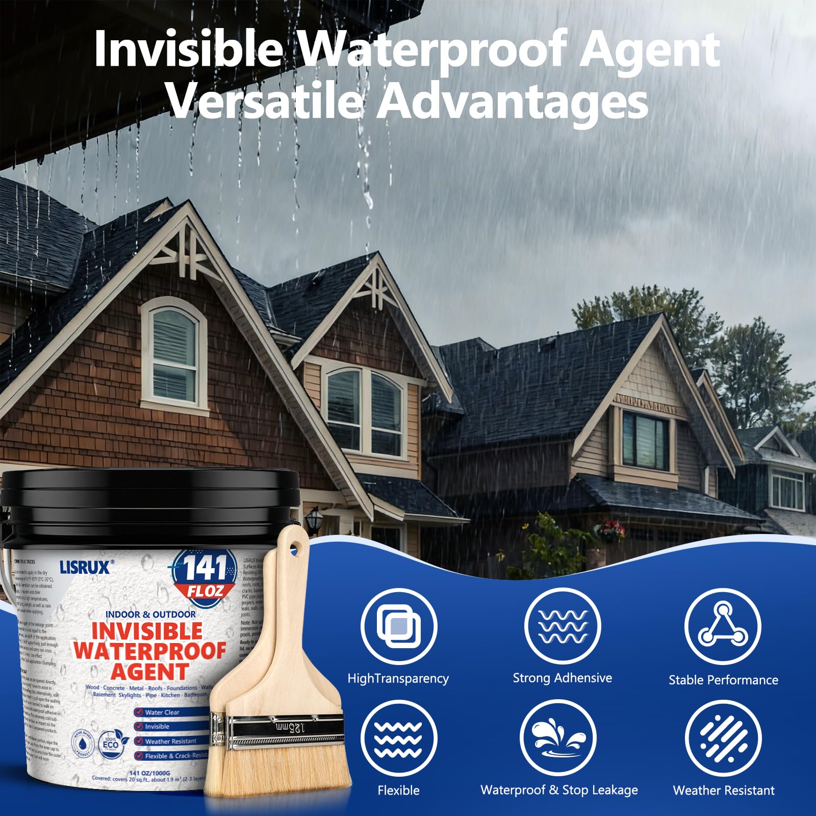 LISRUX Clear Sealant applied with brush on wall for seamless waterproofing.