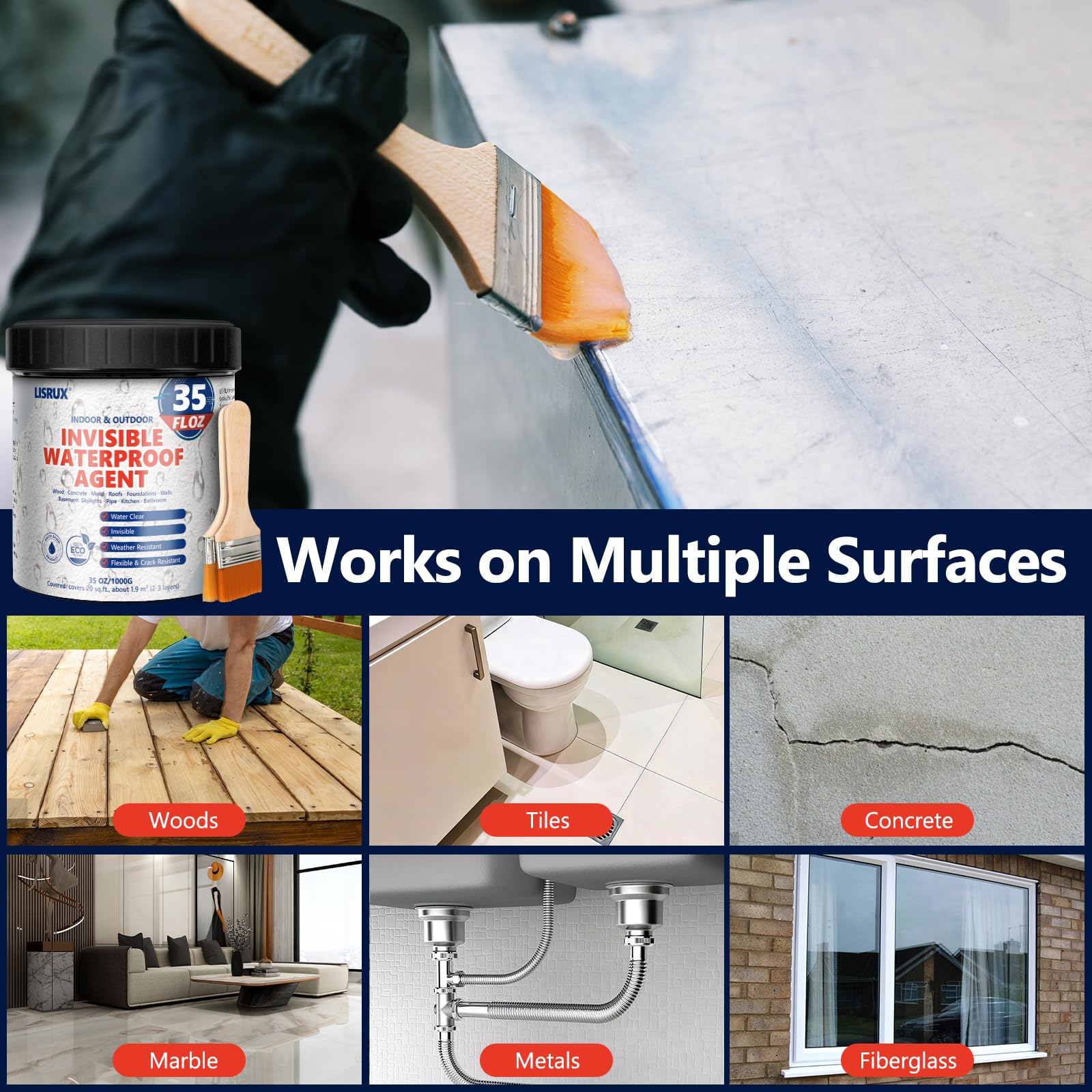 LISRUX exterior coating protects roof edge from moisture.