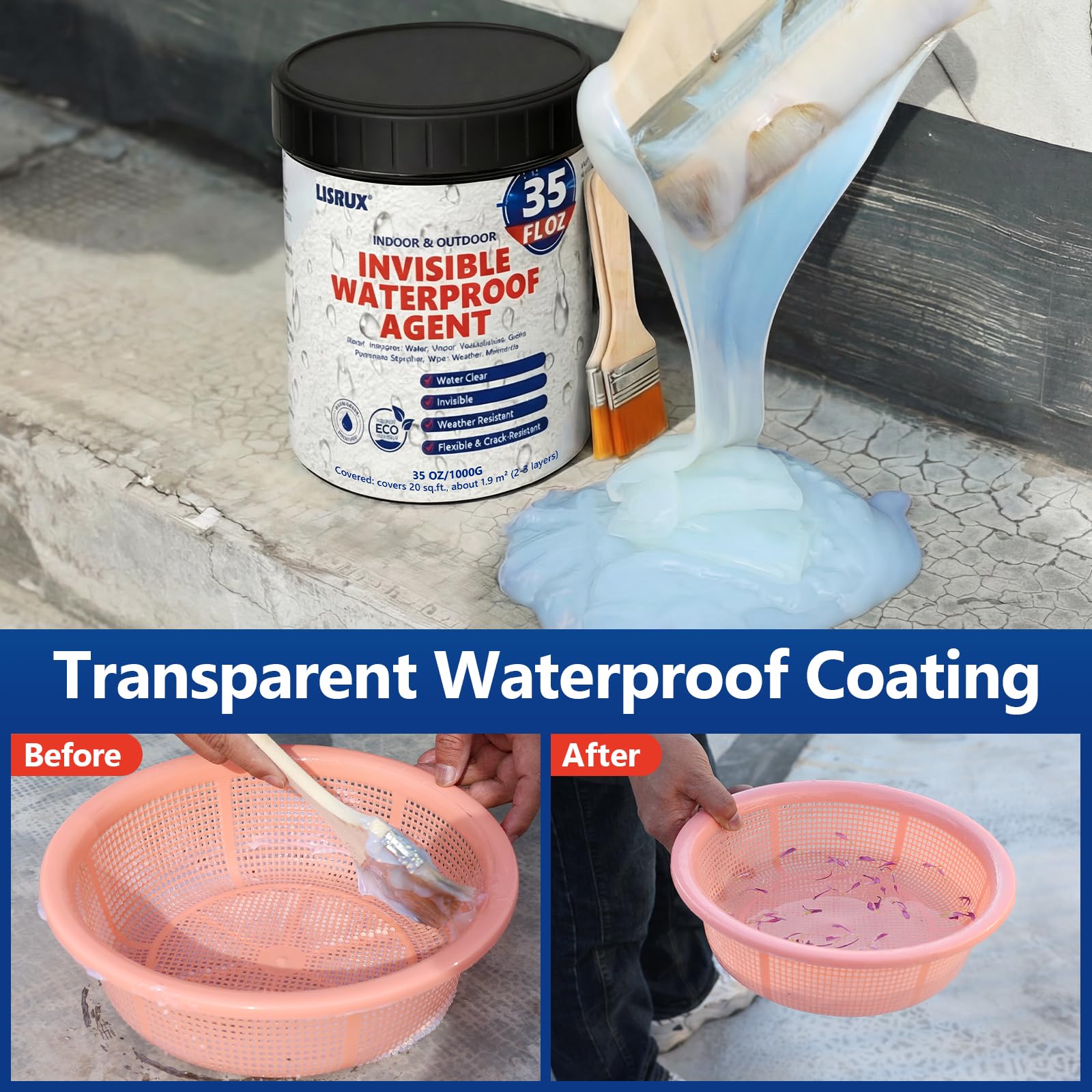 LISRUX indoor bathroom sealant forms invisible waterproof film.