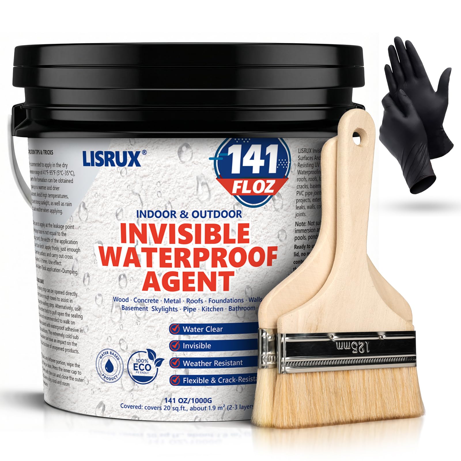 LISRUX Invisible Waterproof Agent bottle pour demonstrating easy home sealing.