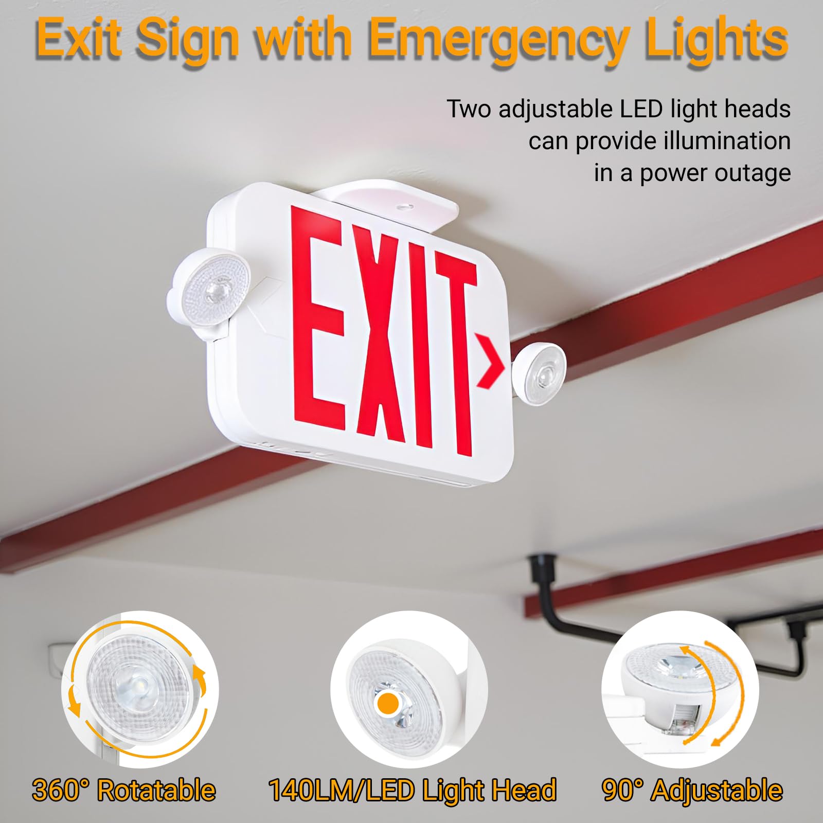 LIT-PaTH exit sign with two adjustable heads directs light where needed.