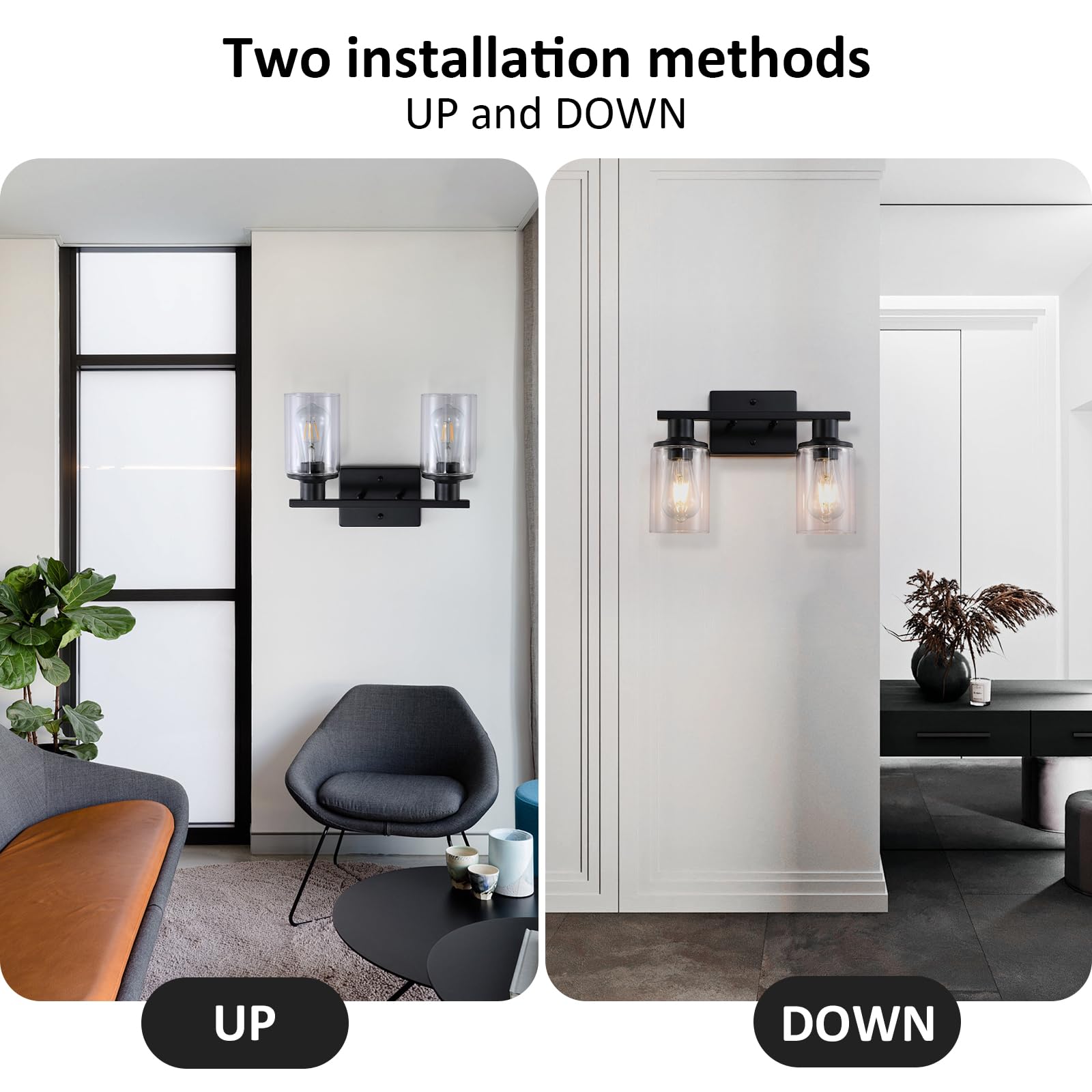 Litaddscen black plate vanity light adds clean lines to mirrors and cabinetry