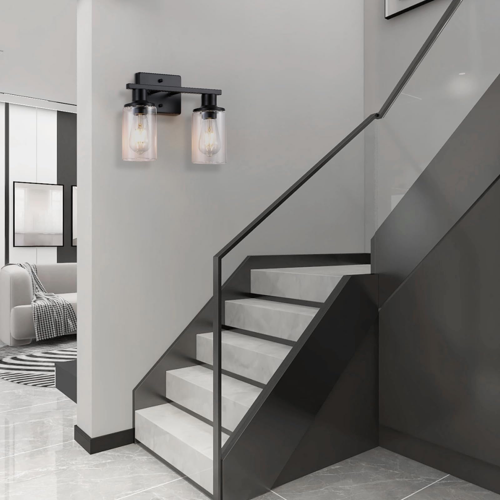 Litaddscen two-light wall sconce blends farmhouse charm with contemporary hardware