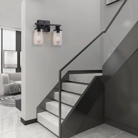 Litaddscen two-light wall sconce blends farmhouse charm with contemporary hardware