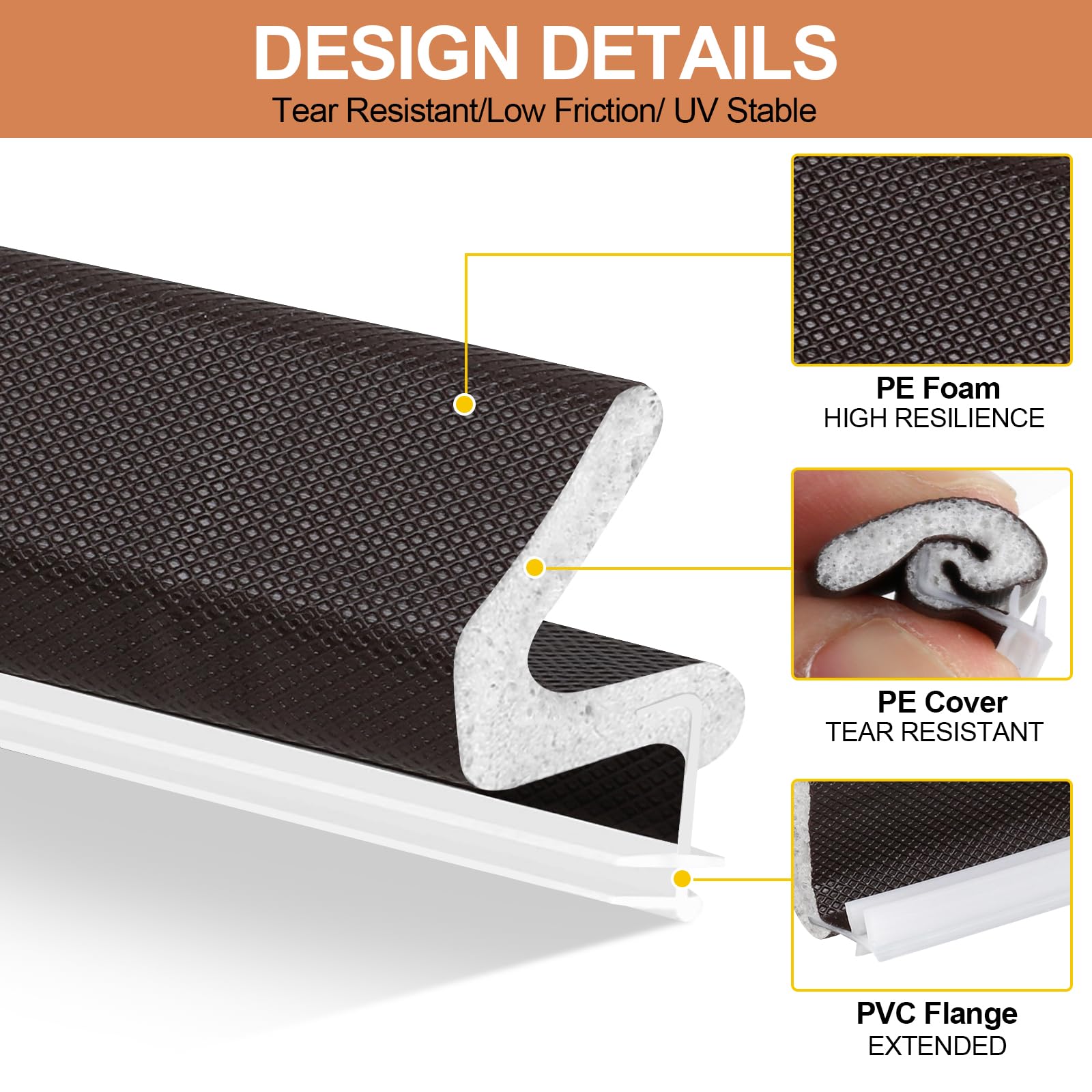 Litaibai long door insulation strip brown suited for large gaps