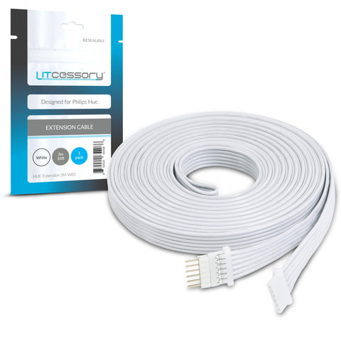 Litcessory extension cable for Philips Hue Solo in a 10ft setup improving cabinet lighting