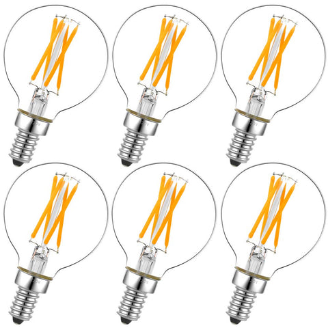 LiteHistory e12 LED dimmable G16.5 globe bulb for chandeliers with smooth dimming.