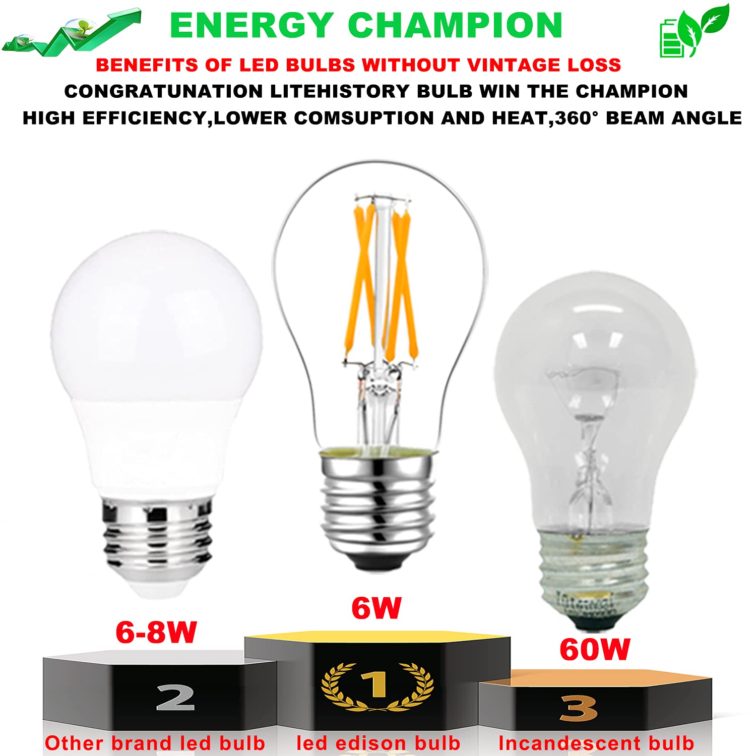 LiteHistory Edison-style LED bulb with vintage filament appearance.