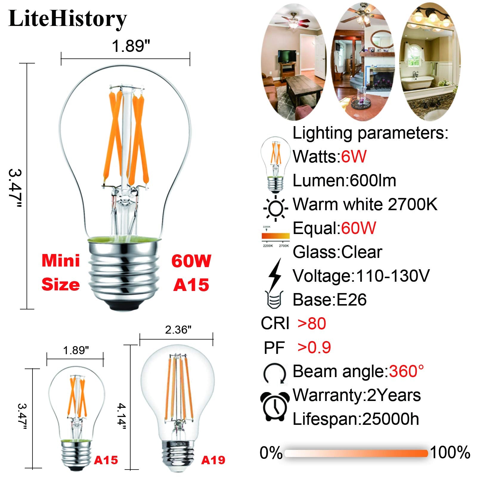 LiteHistory energy-saving vintage LED bulb reducing monthly energy use.
