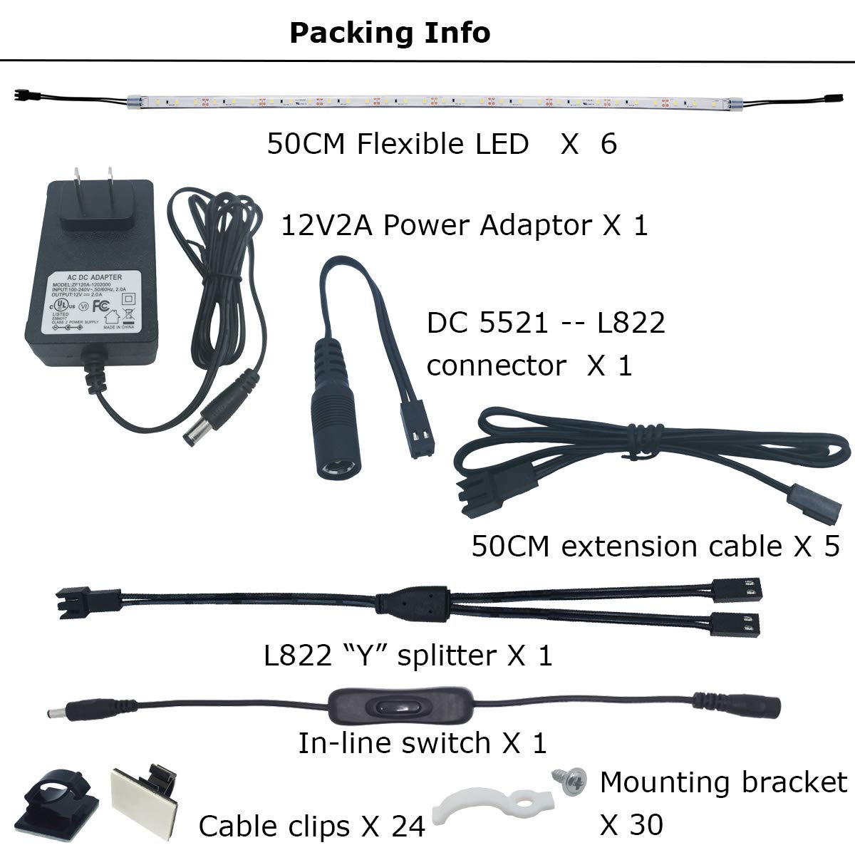 Litever 24W power adapter powers all six strips reliably and safely.