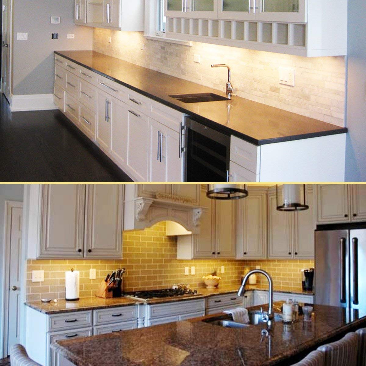 Litever dimmable plug-in light bars for kitchen cabinets with inline rotary dimmer.