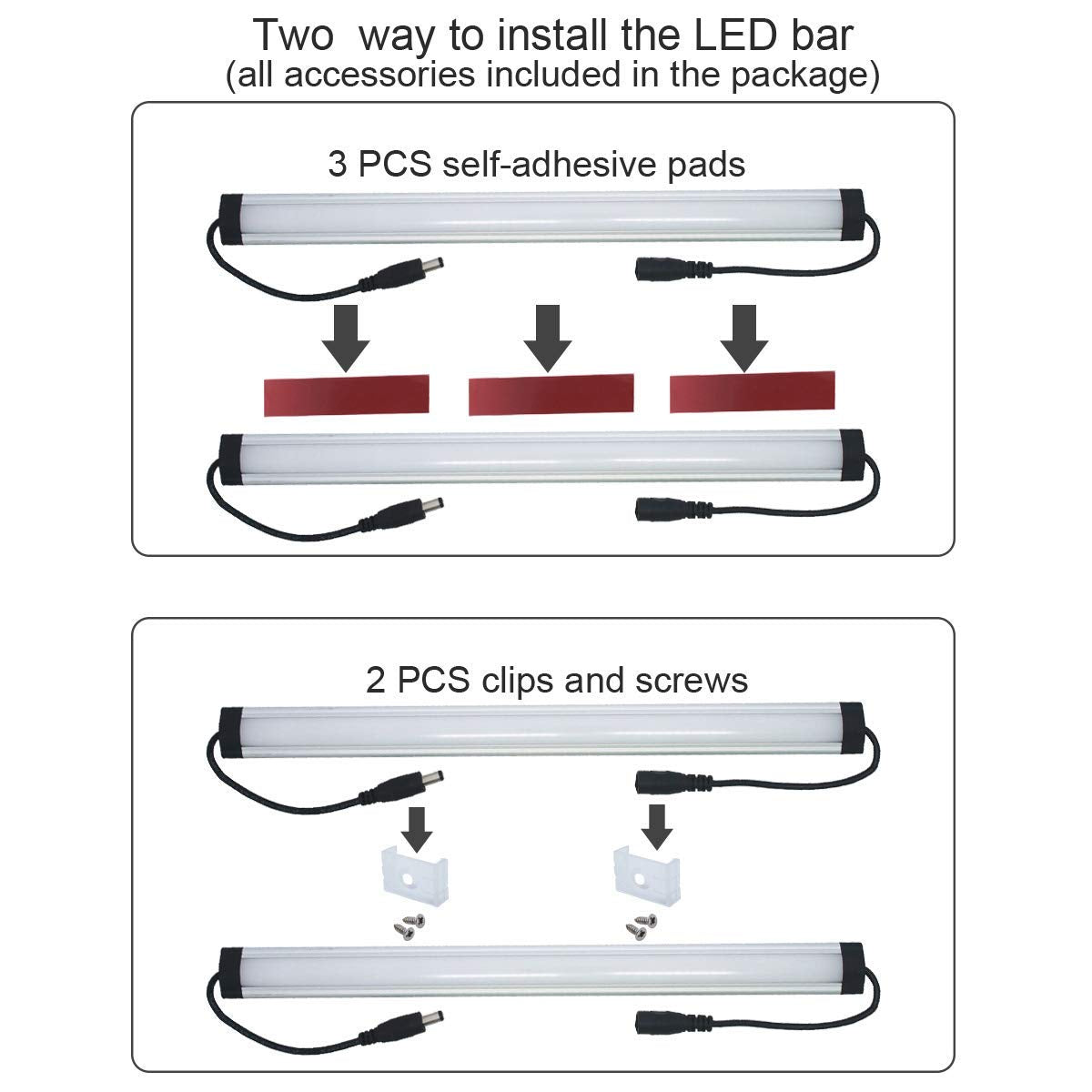Litever easy-install kit with adhesive pads and clips for fast setup.
