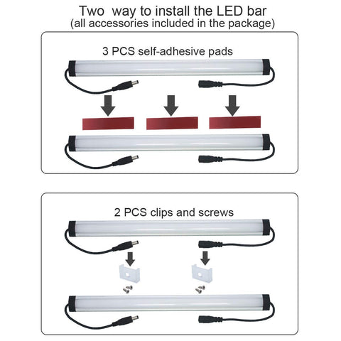 Litever easy-install kit with adhesive pads and clips for fast setup.