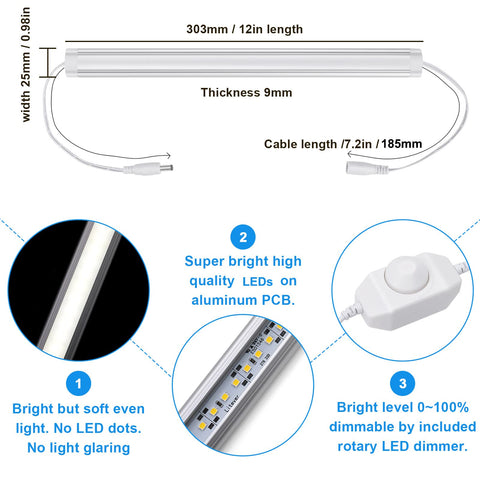 Litever kitchen LED bars close-up highlighting even brightness without dots.