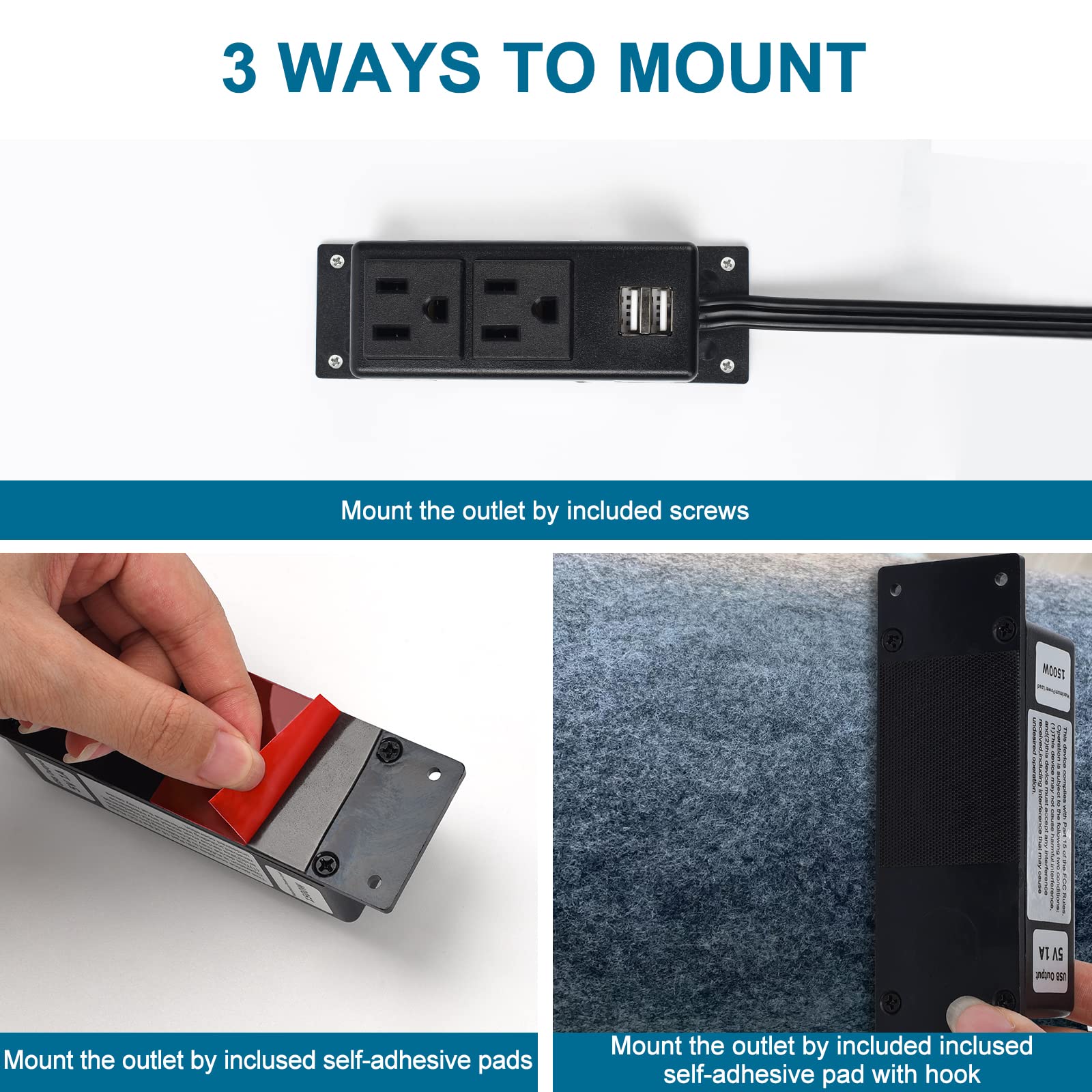 Litever removable US plug simplifies installation through small furniture hole.
