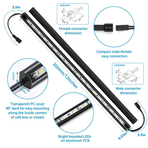 Litever six 12-inch LED bars provide bright, even task lighting.