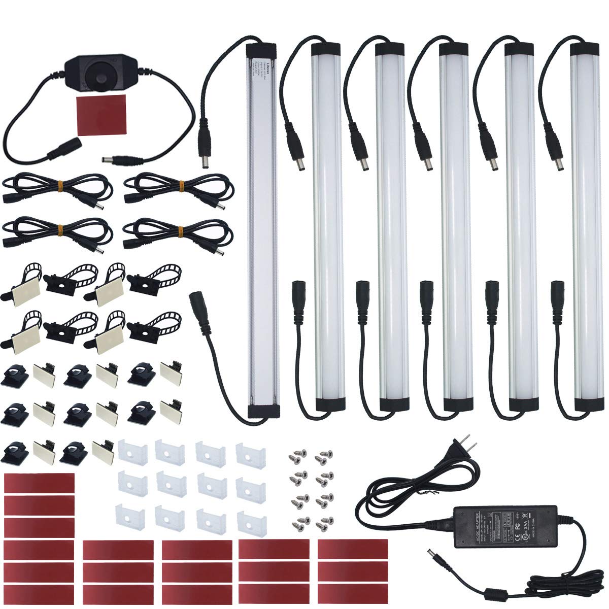 Litever under-cabinet LED lighting kit with six bars delivers bright warm light for countertops.