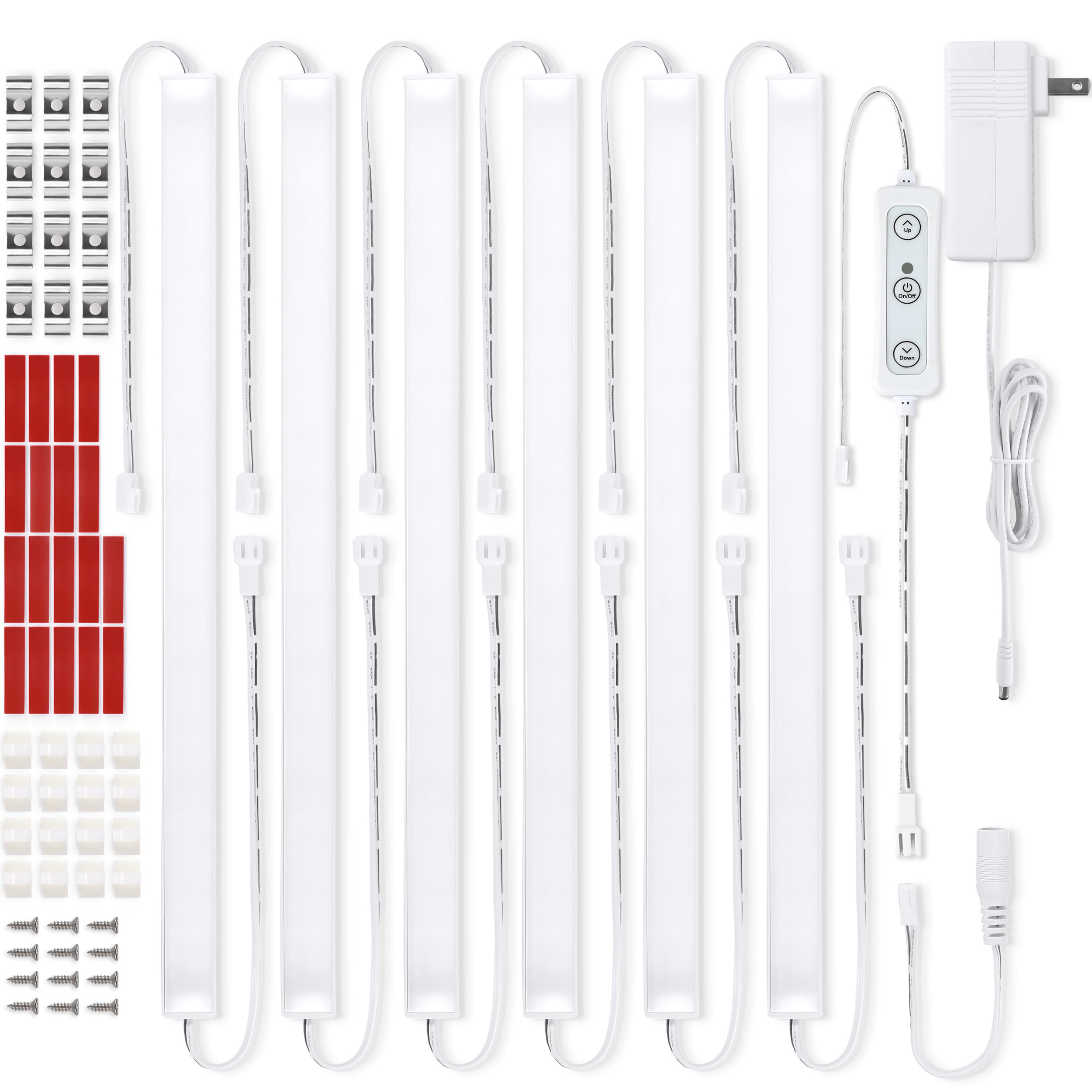 Litever under-cabinet lighting kit with six 12-inch bars illuminating countertops