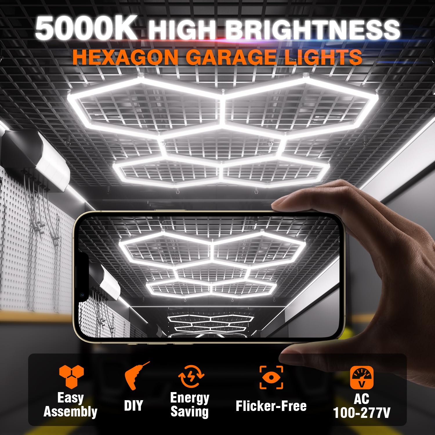 Litezone Hexagon detailing-bay lighting enhances visibility for inspections and precision work.