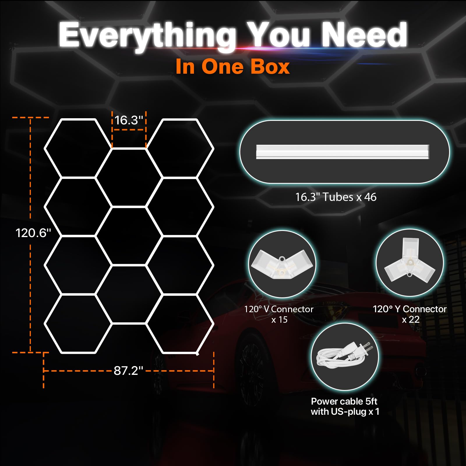 Litezone Hexagon Garage Lights modular honeycomb layout concept