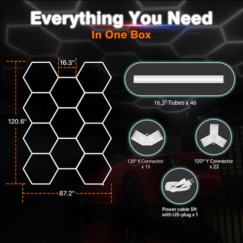 Litezone Hexagon Garage Lights modular honeycomb layout concept