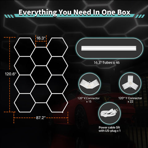 Litezone hexagon light showroom image emphasizes stylish design and bright visibility.