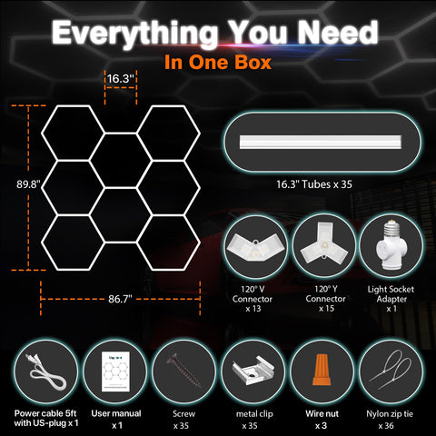 Litezone Hexagon Lighting coverage delivers no shadows in showrooms and gyms.