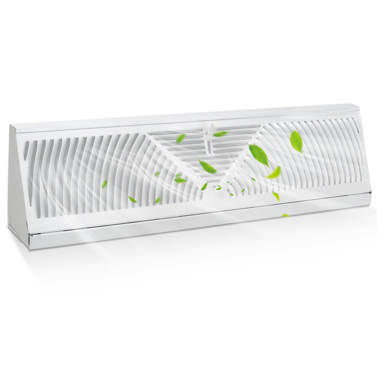 LitGURU 18-inch baseboard diffuser front view showing balanced air flow
