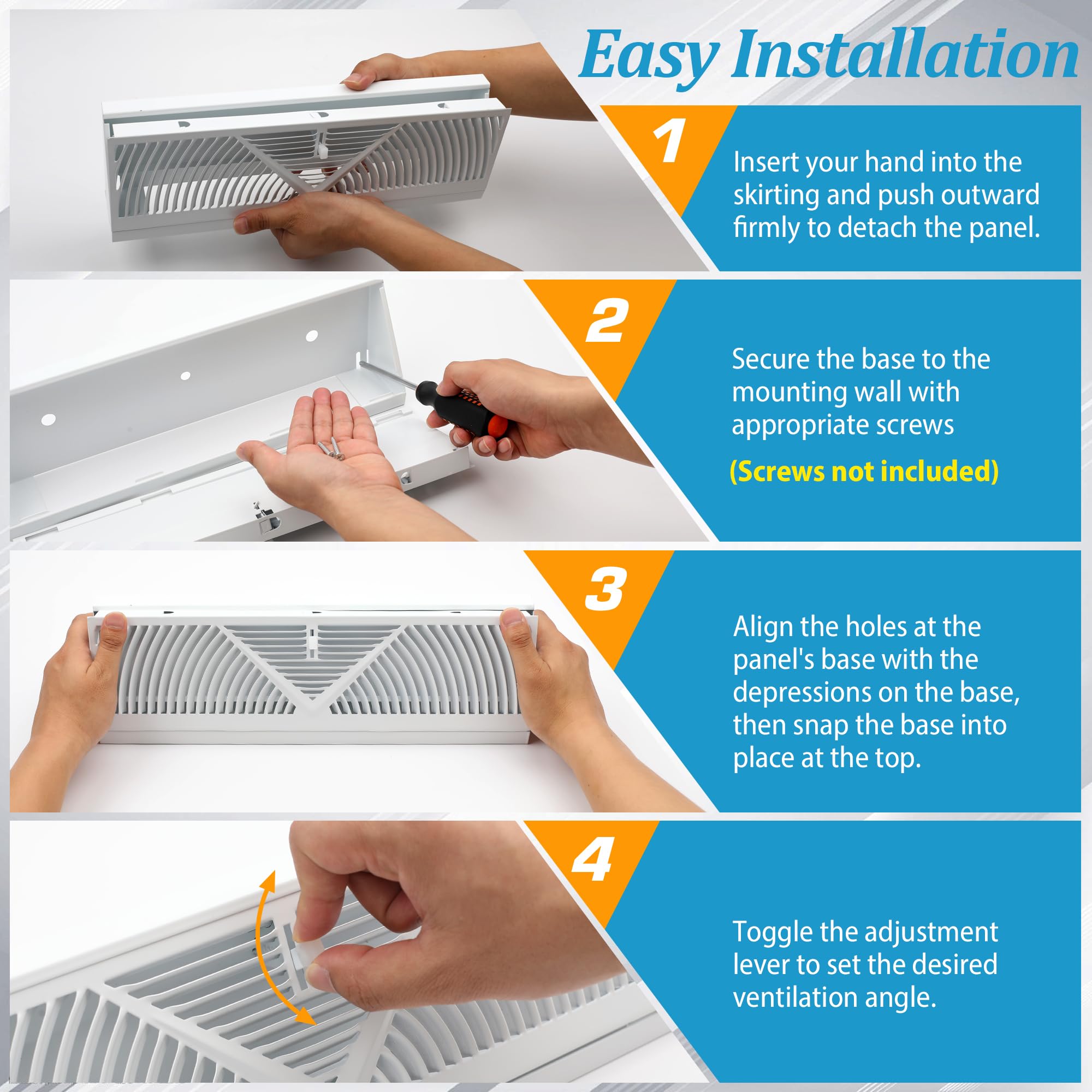 LitGURU baseboard diffuser with adjustable damper for precise control