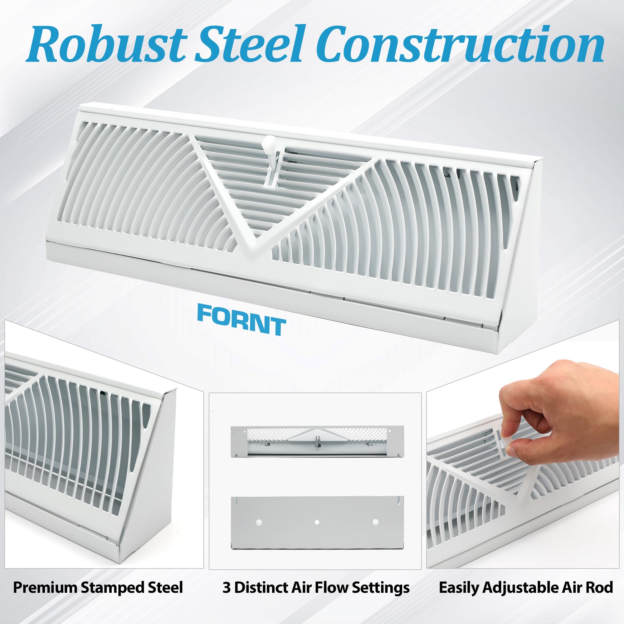 LitGURU rust-resistant steel baseboard vent cover for moisture-prone spaces
