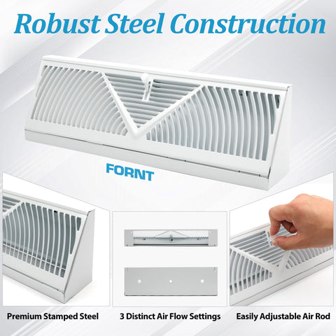 LitGURU rust-resistant steel baseboard vent cover for moisture-prone spaces
