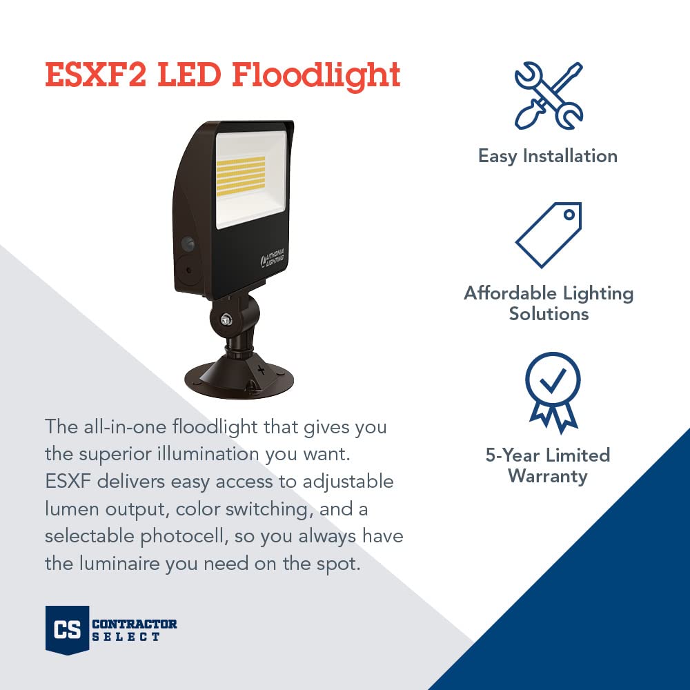 Lithonia ESXF beam 7x7 coverage provides broad outdoor lighting.