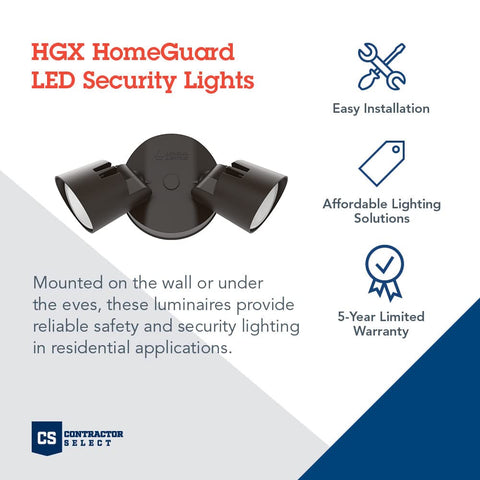 Adjustable HomeGuard heads showing tool-free aiming capability.