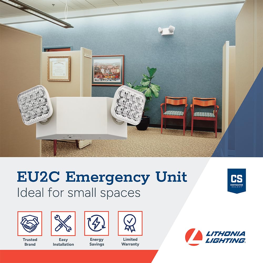Lithonia Lighting Basics dual adjustable LED heads provide targeted corridor lighting.