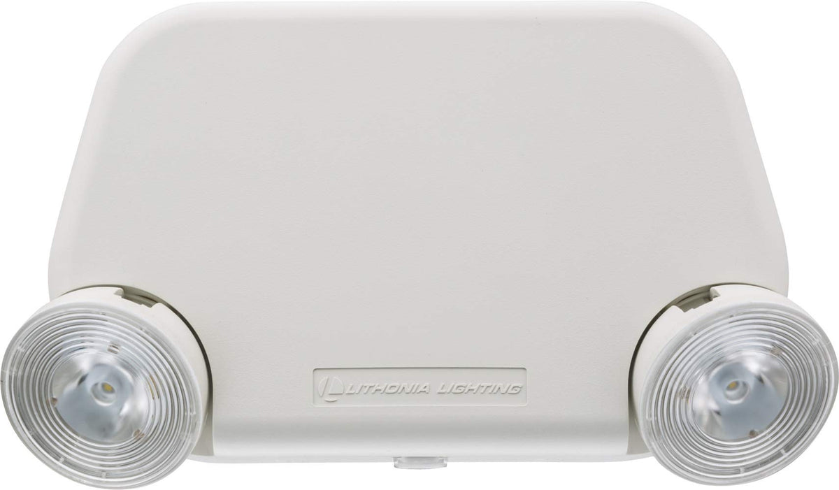 Lithonia Lighting Basics emergency light front view for compact hallway illumination during outages.