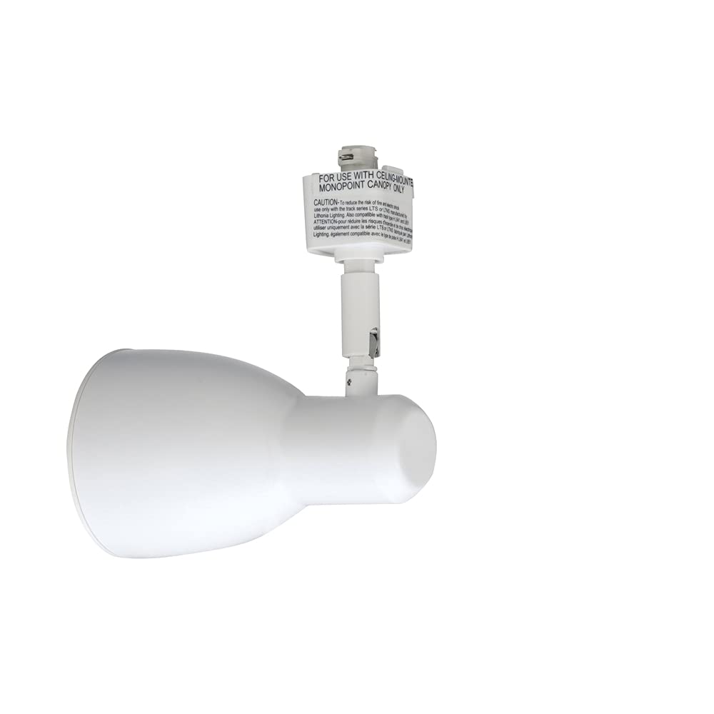 Matte white finish on Lithonia track head blends with interiors and enhances versatility.