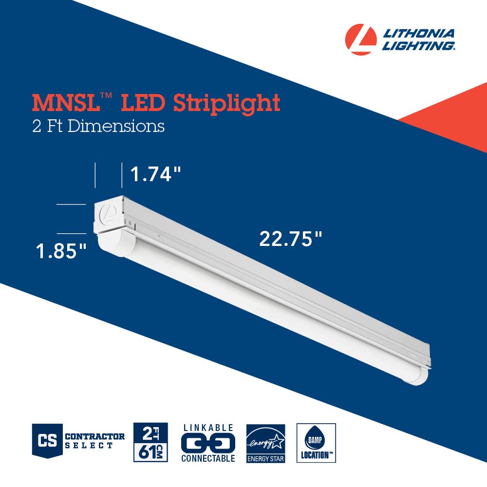 Lithonia MNSL damp-location rated for kitchens, garages, and utility rooms