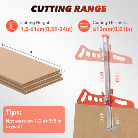 Litigers drywall cutter kit cutting action demonstrates clean straight lines.