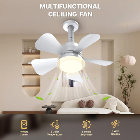 LITLISFlY Socket Fan Light demonstrates five-step brightness control for tailored illumination.