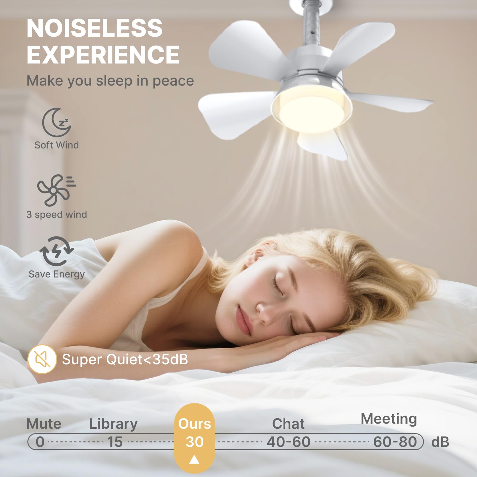 LITLISFlY socket fan light creates ambient airflow in the kitchen for daily tasks.