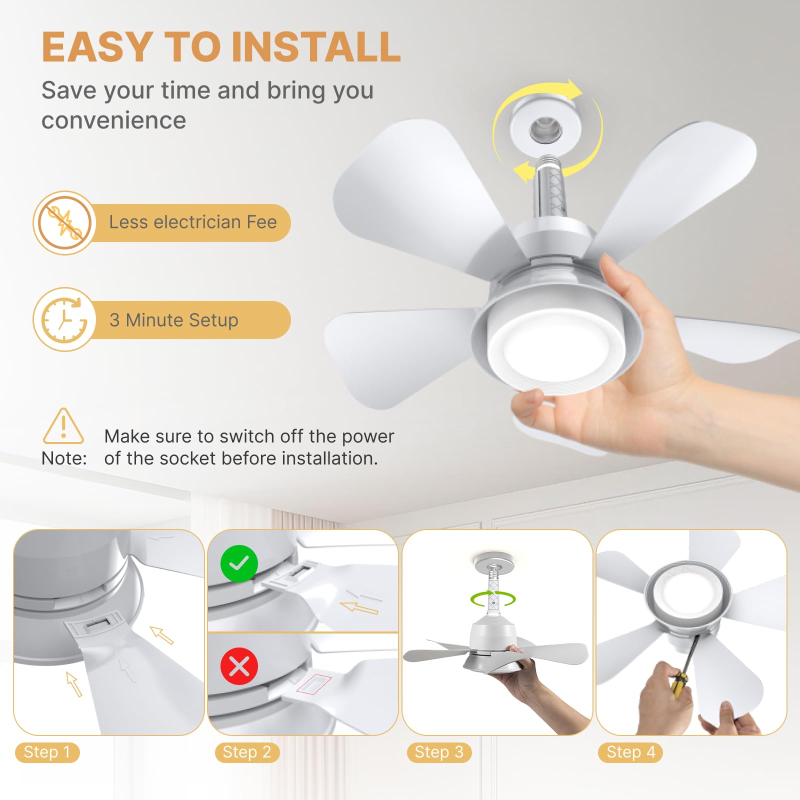 LITLISFlY ceiling fan light quiet low-speed setting suitable for bedrooms.