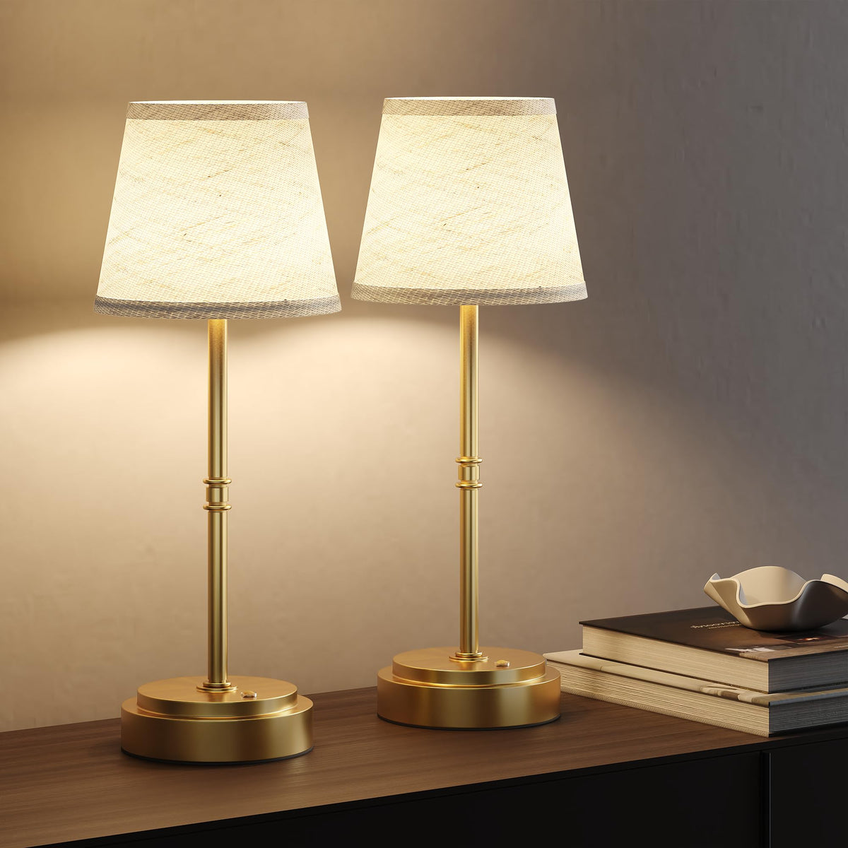 Litluzecozy cordless table lamp in 16 inch desk setup for reading