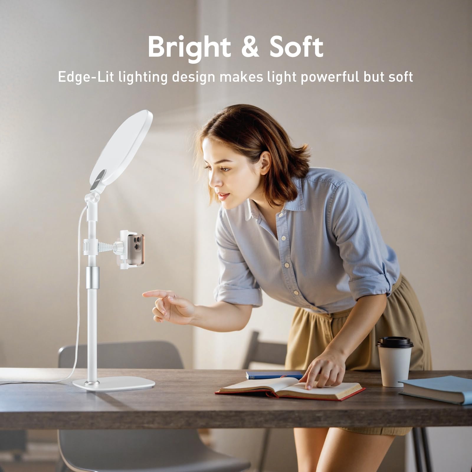 LitONES compact desk light fits neatly behind laptops.