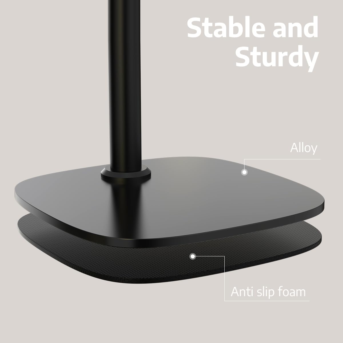 LitONES height-adjustable stand from 20.5 to 28.5 inches for fit.