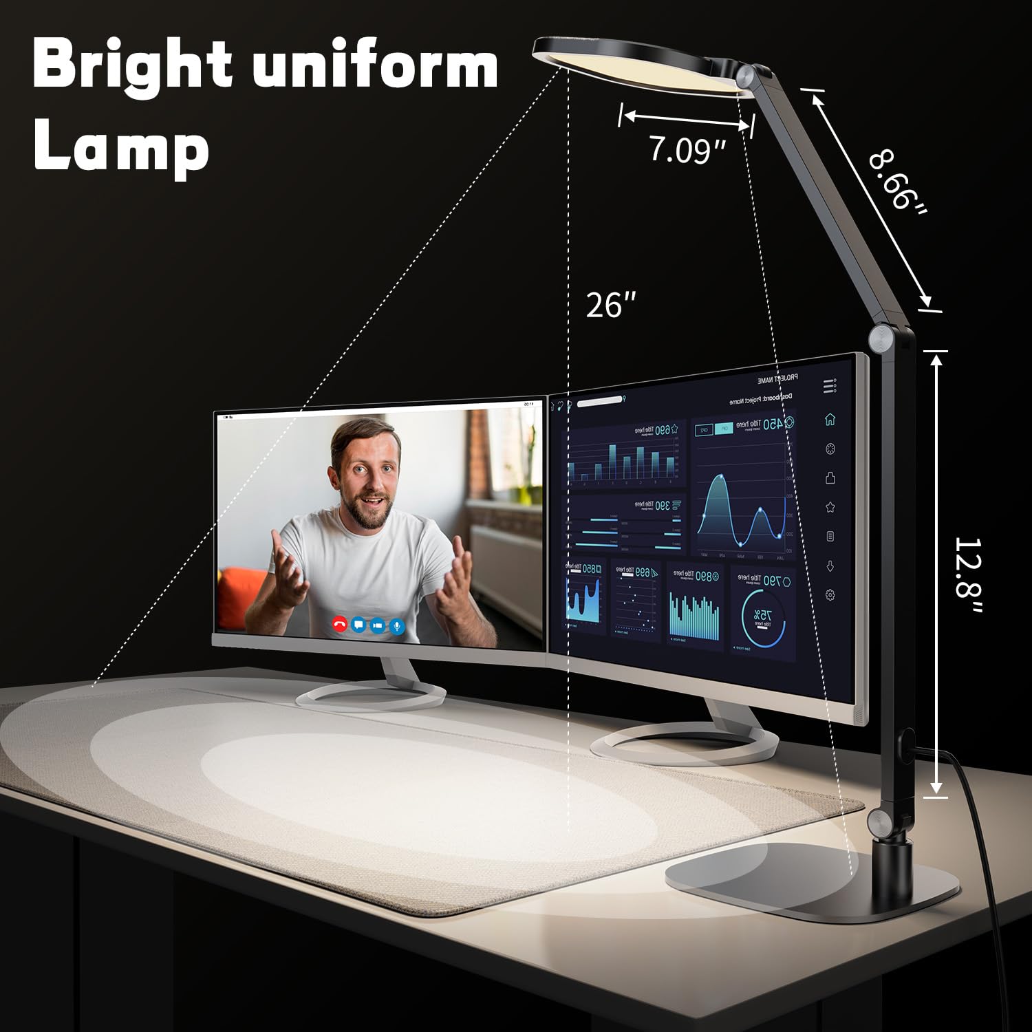 LitONES arm extends to 26.7 inches for customizable angles.
